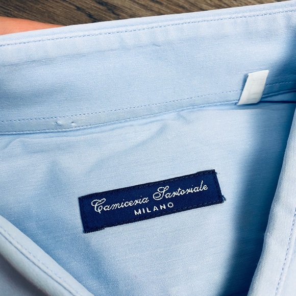 Camiceria Sartoriale Solid Blue Dress Shirt 16.5 - Picture 3 of 6